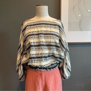 The Odells Anthropologie Black and White Patterned Women's Top